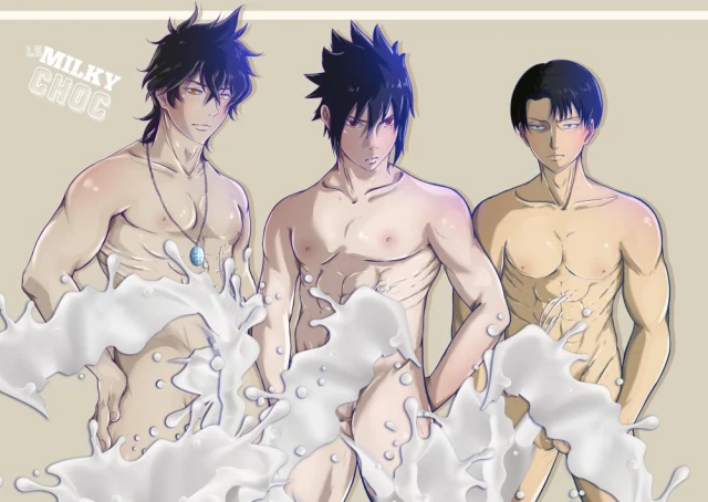 levi+levi ackerman+sasuke uchiha+yuno