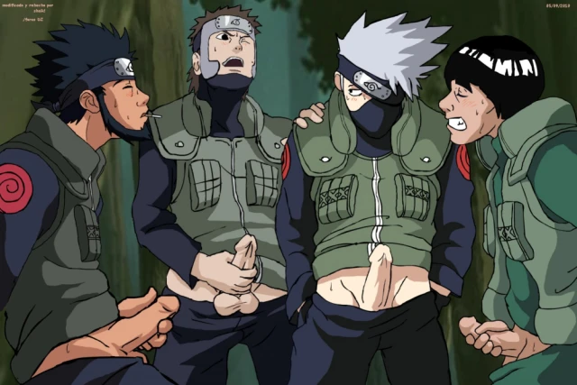 hatake kakashi+might guy+sarutobi asuma+yamato (naruto)